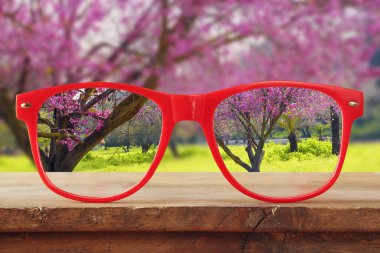 ahşap rustik masa hipster gözlük