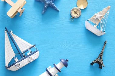 Üstten Görünüm deniz kavramı deniz yaşam tarzı nesnelerle