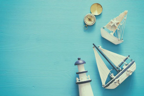 Top view nautical concept with sea life style objects — Stock Photo, Image