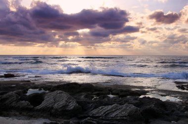plaj ve deniz günbatımı renkleri, arka