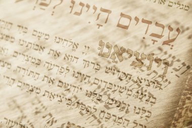 Fısıh Bayramı İbranice metinde closeup ile Yahudilik kavramın soyut resim haggadah