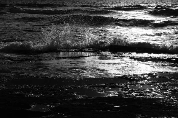 Background of beach and sea, black and white image — Stock Photo, Image