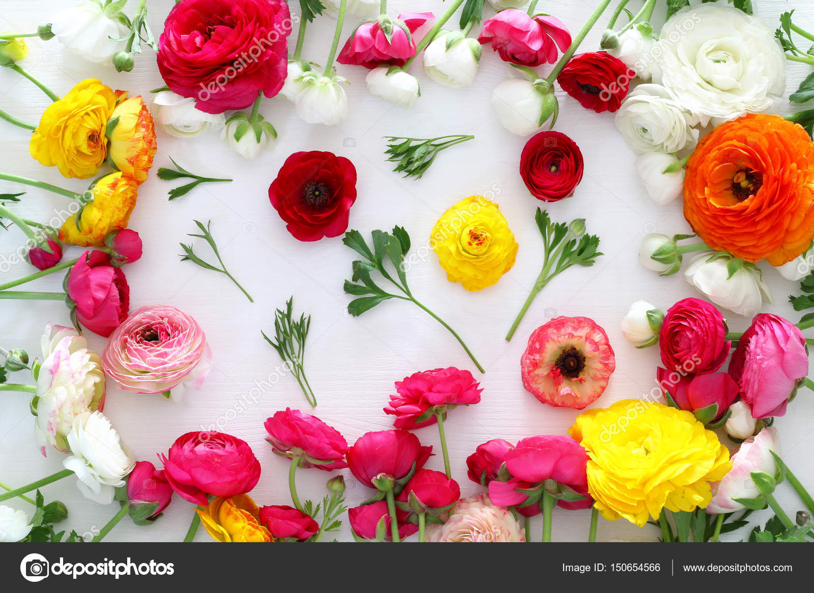 Top view of beautiful flowers arrangement — Stock Photo © tomert 150654566