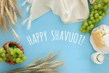 görüntü süt ürünleri ve meyve. Sembolleri Yahudi tatil - Shavuot