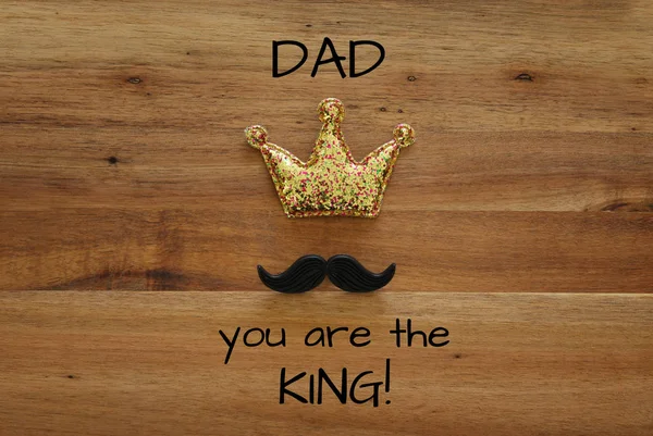 Funny mustache and glitter crown. Father's day concept — Stock Photo, Image