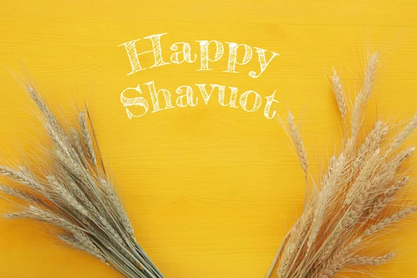 Top view of wheat crop. Symbols of jewish holiday - Shavuot — Stock Photo, Image