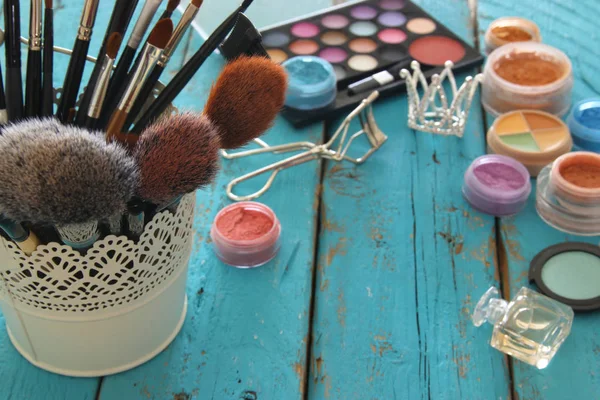 Image of makeup cosmetics beauty tools and brushes — Stock Photo, Image