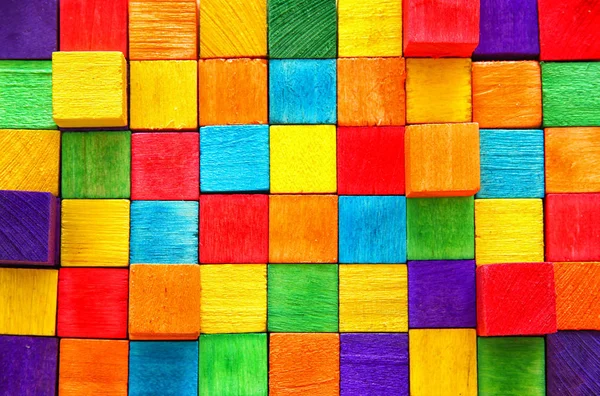 Vista dall'alto di cubi colorati in legno — Foto Stock