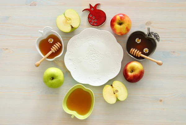 Rosh hashanah (Joods Nieuwjaar vakantie) concept. Traditionele symbolen. — Stockfoto