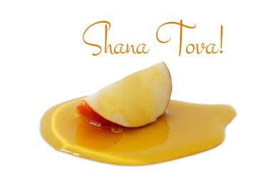 Bal ve beyaz izole elma. Rosh hashanah (Yahudi yeni yıl tatili) kavramı