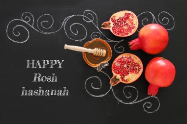 Rosh hashanah (Yahudi Yeni Yıl Tatili) konsepti. Geleneksel semboller
