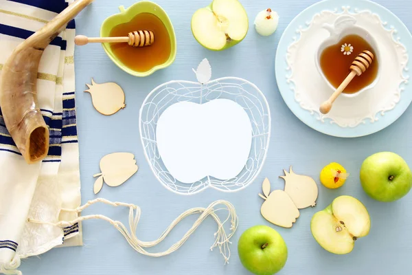 Konsep Rosh hashanah (liburan Tahun Baru Yahudi). Simbol tradisional — Stok Foto