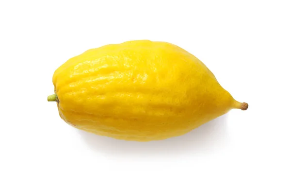 Festival juif de Souccot. Etrog (Citron) Symbole traditionnel (L'une des quatre espèces). Isolé sur blanc — Photo