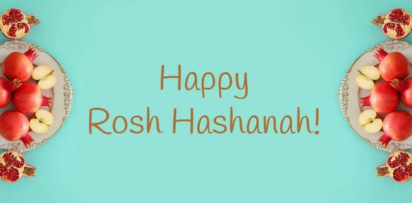 Rosh hashanah (vacanza di anno nuovo ebrea) concetto. Simboli tradizionali. — Foto Stock