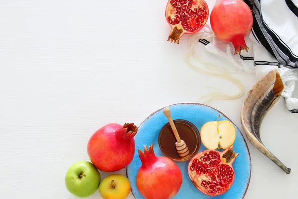 Rosh hashanah (Yahudi yeni yıl tatili) kavramı. Geleneksel sym — Stok fotoğraf