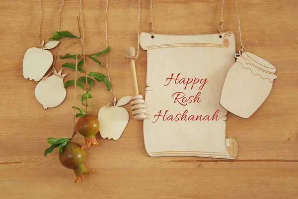 Rosh hashanah (jewish New Year holiday) concept. Traditional symbols