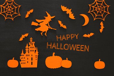 Cadılar Bayramı tatil kavramı üstten görünüm sahne