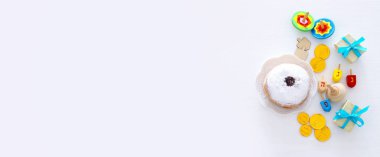 Yahudi bayramı Hanuka arka plan görüntüsünü Üstten Görünüm