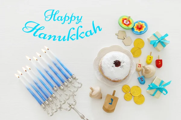 Imagem de vista superior do feriado judaico Hanukkah fundo — Fotografia de Stock