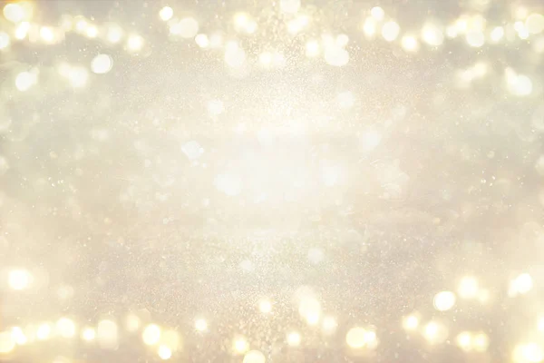 Glitter vintage lights background. silver and light gold. de-focused — Stock Photo, Image