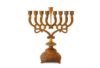 image of jewish holiday Hanukkah with menorah (traditional candelabra) isolated on white clipart