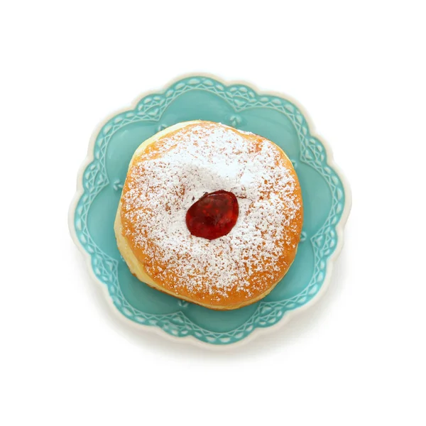 Fiesta judía Hanukkah donut tradicional aislado en blanco —  Fotos de Stock