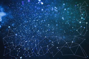 soyut bağlı noktalar üzerinde parlak ışıltılı mavi arka plan görüntüsü. Teknoloji kavramı
