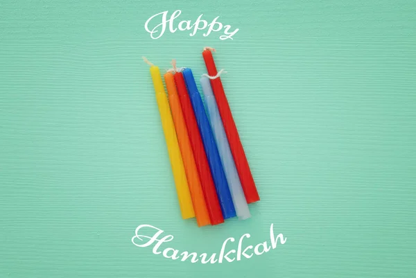 Férias judaicas Hanukkah imagem de fundo com velas menorah tradicionais — Fotografia de Stock