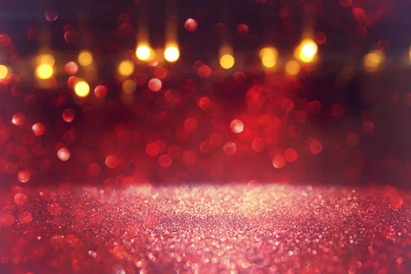 Red glitter vintage lights background. defocused. — Stock Photo, Image