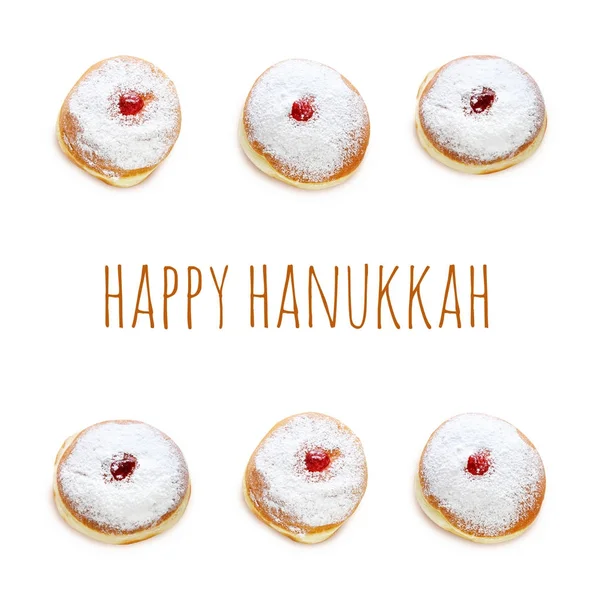Férias judaicas Hanukkah imagem com donuts tradicionais isolados em branco . — Fotografia de Stock