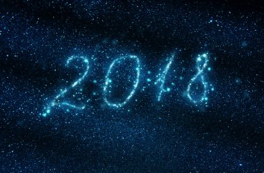 Mutlu yeni yıl 2018 glitter ile arka plan ışıklar. de-odaklı.