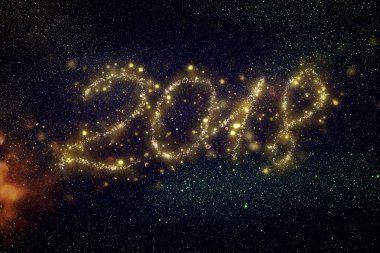Mutlu yeni yıl 2018 glitter ile arka plan ışıklar. de-odaklı.