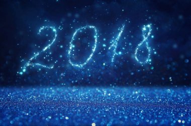 Mutlu yeni yıl 2018 glitter ile arka plan ışıklar. de-odaklı.