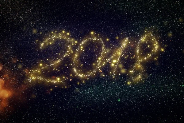 Mutlu yeni yıl 2018 glitter ile arka plan ışıklar. de-odaklı.