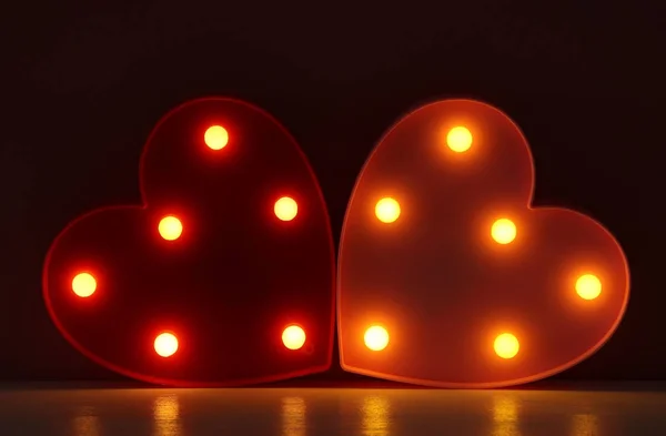 San Valentino sfondo con led cuori incandescenti . — Foto Stock