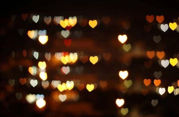 Dia dos Namorados romântico brilho bokeh fundo com muitos corações luzes . — Fotografia de Stock