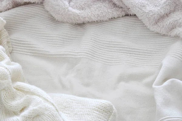 Arrière-plan de la texture de couverture blanche shaggy . — Photo