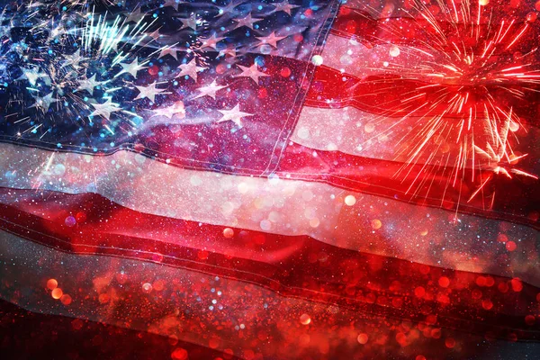 Amerikaanse vlag en bokeh achtergrond met kopie ruimte voor Amerikaanse viering — Stockfoto