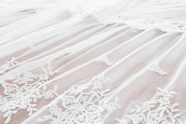 Arka plan beyaz hassas dantel kumaş.