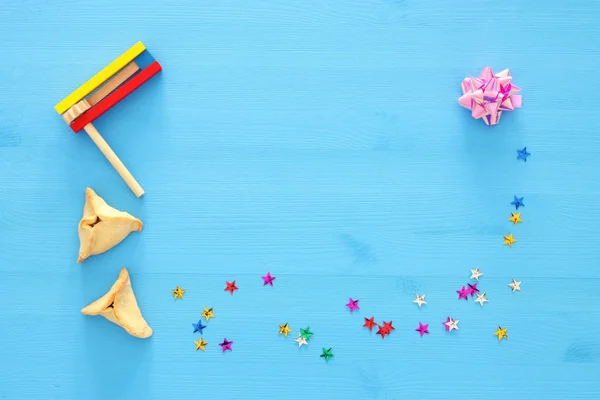 Concepto de celebración Purim (fiesta de carnaval judío). Vista superior . — Foto de Stock