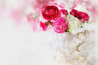 suluboya stil ve soyut resim bahar çiçek