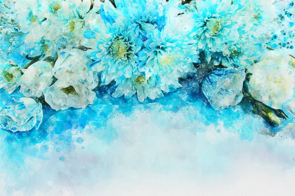 Estilo aquarela e imagem abstrata de flores azuis — Fotografia de Stock