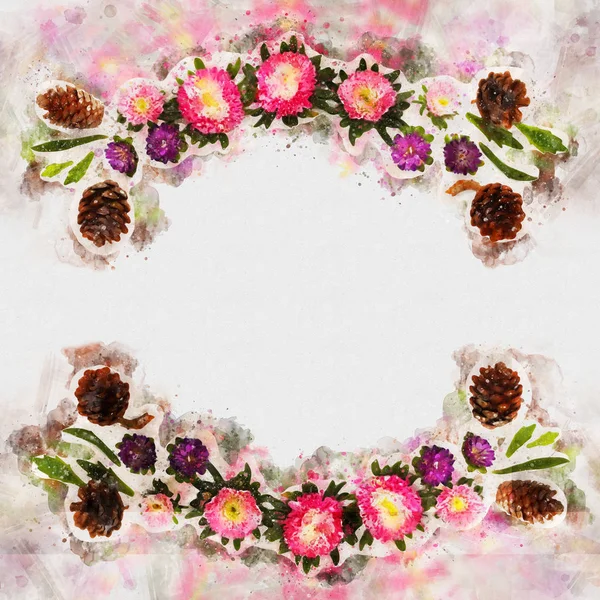 Stylu przypominającym akwarele i abstrakcyjny obraz wiosennych kwiatów — Zdjęcie stockowe