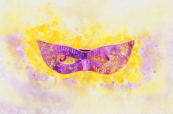 Aquarell-Stil und abstraktes Bild der Maskerade venezianischen Maske Hintergrund — Stockfoto