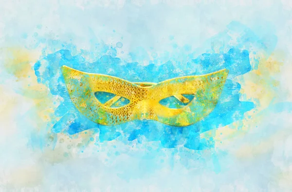 Estilo aquarela e imagem abstrata de mascarado máscara veneziana fundo — Fotografia de Stock