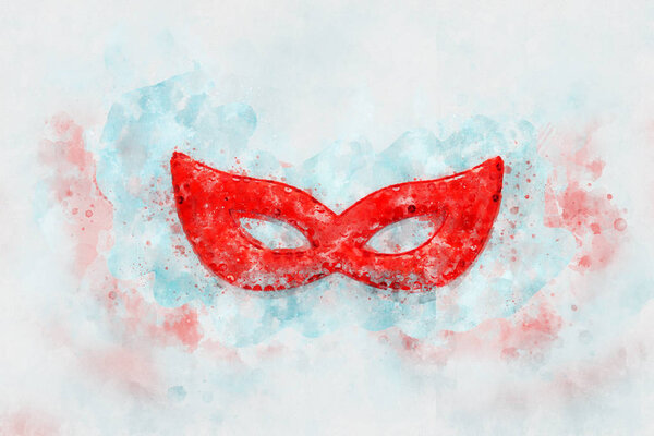 watercolor style and abstract image of masquerade venetian mask background