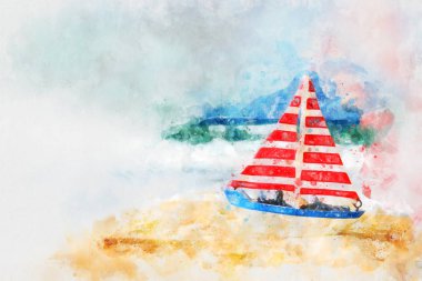 suluboya stil ve eski ile deniz kavramı soyut resim