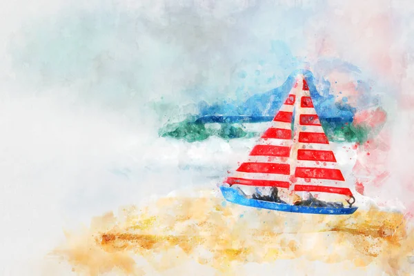Watercolor style and abstract image of nautical concept with old — Stock Photo, Image