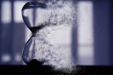 Hourglass as time passing and pass away concept. clipart