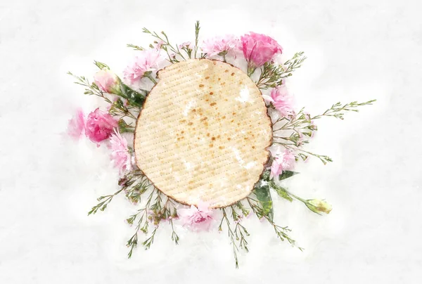 Watercolor style and abstract image of Pesah celebration concept (jewish Passover holiday) — Stock Photo, Image